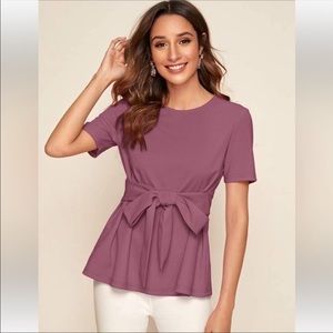 Mauve Tie-Front Blouse L (8/10)
